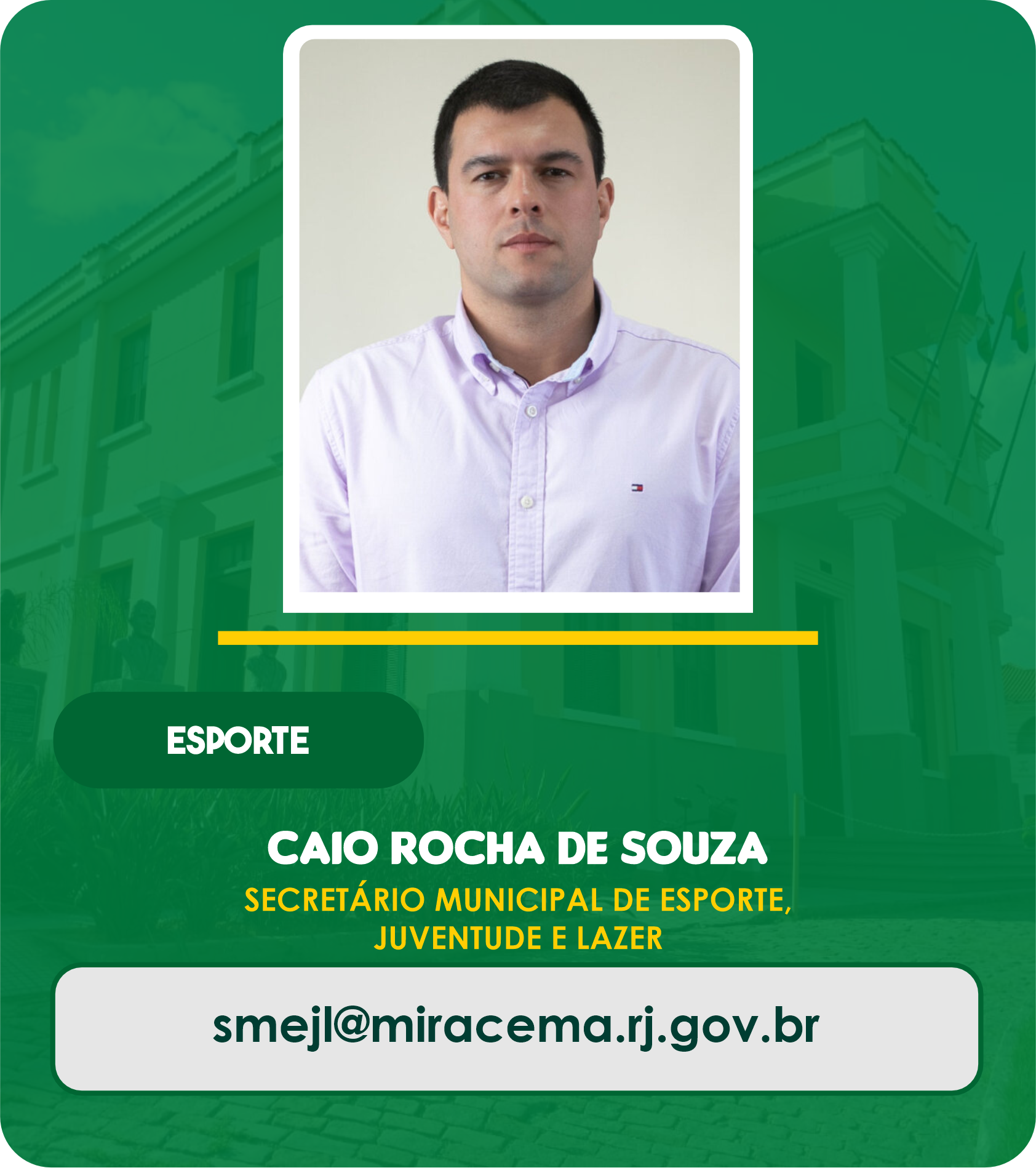 Caio Rocha de Souza - Secretário Municipal de Esporte, Juventude e Lazer